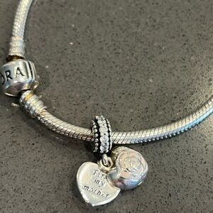 Retired Authentic Mother’s Rose Dangle with Pink Enamel Pandora Charm